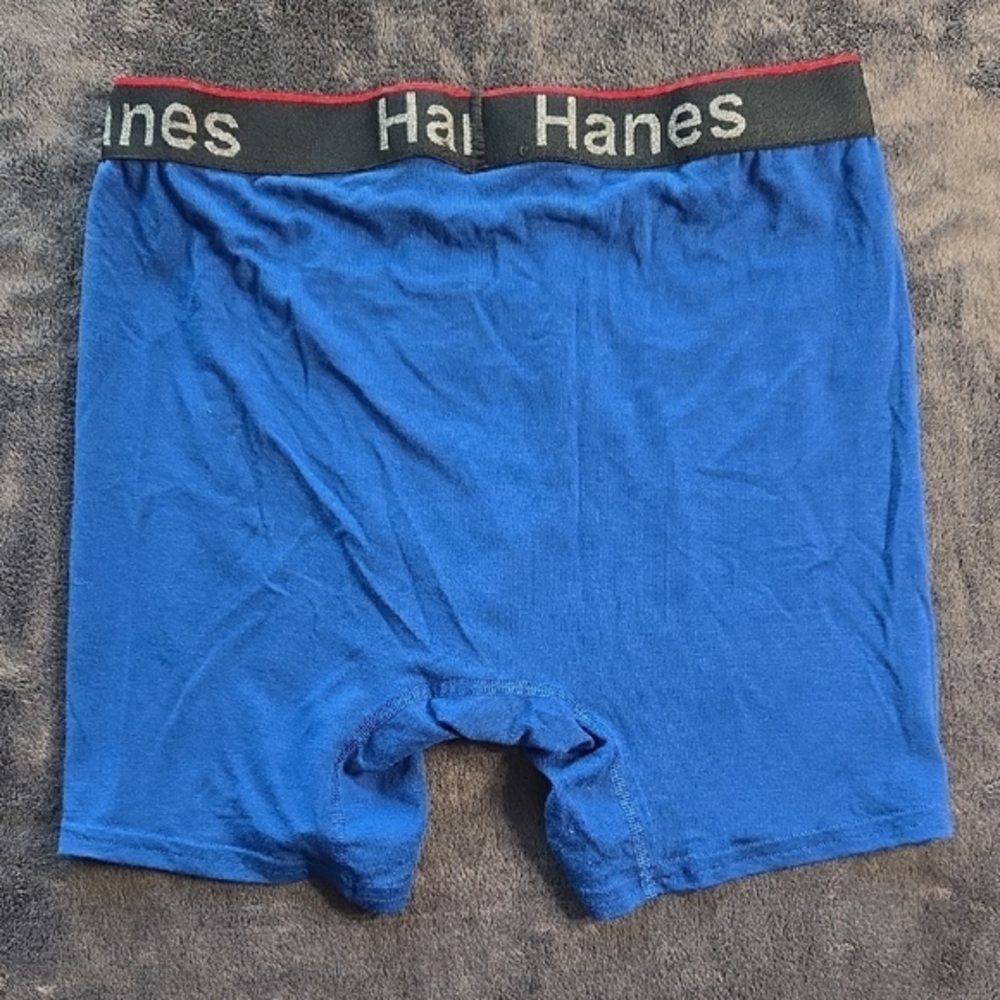 Hanes Blue Boxer Briefs Stretchy Cotton Athletic Style - Picture 5 of 5